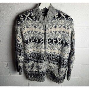 VTG Wool Sweater Fair Isle Crew Neck Womens Small Nordic Scandinavian Print SKYR
